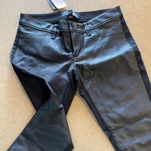 NWT: vegan leather and black denim pants